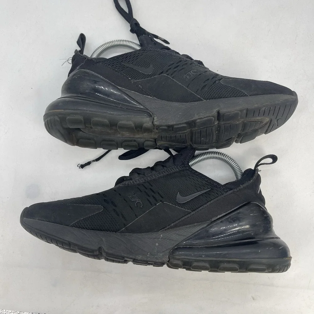 Nike Air Max 270 Triple Black Shoes Womens 7.5 Trainers Lace Up Running Casual